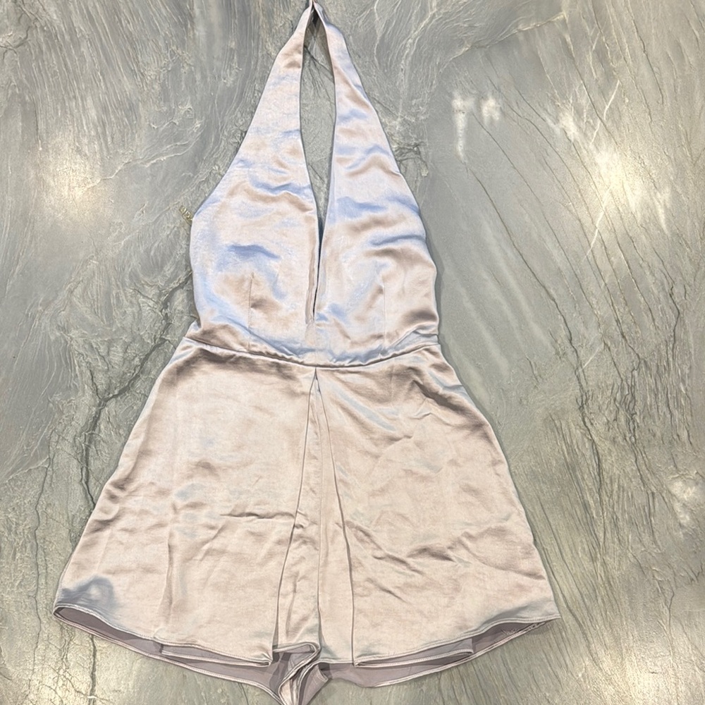 DO+BE Light Lavendar Halter Jumpsuit with Plunging V-Neck